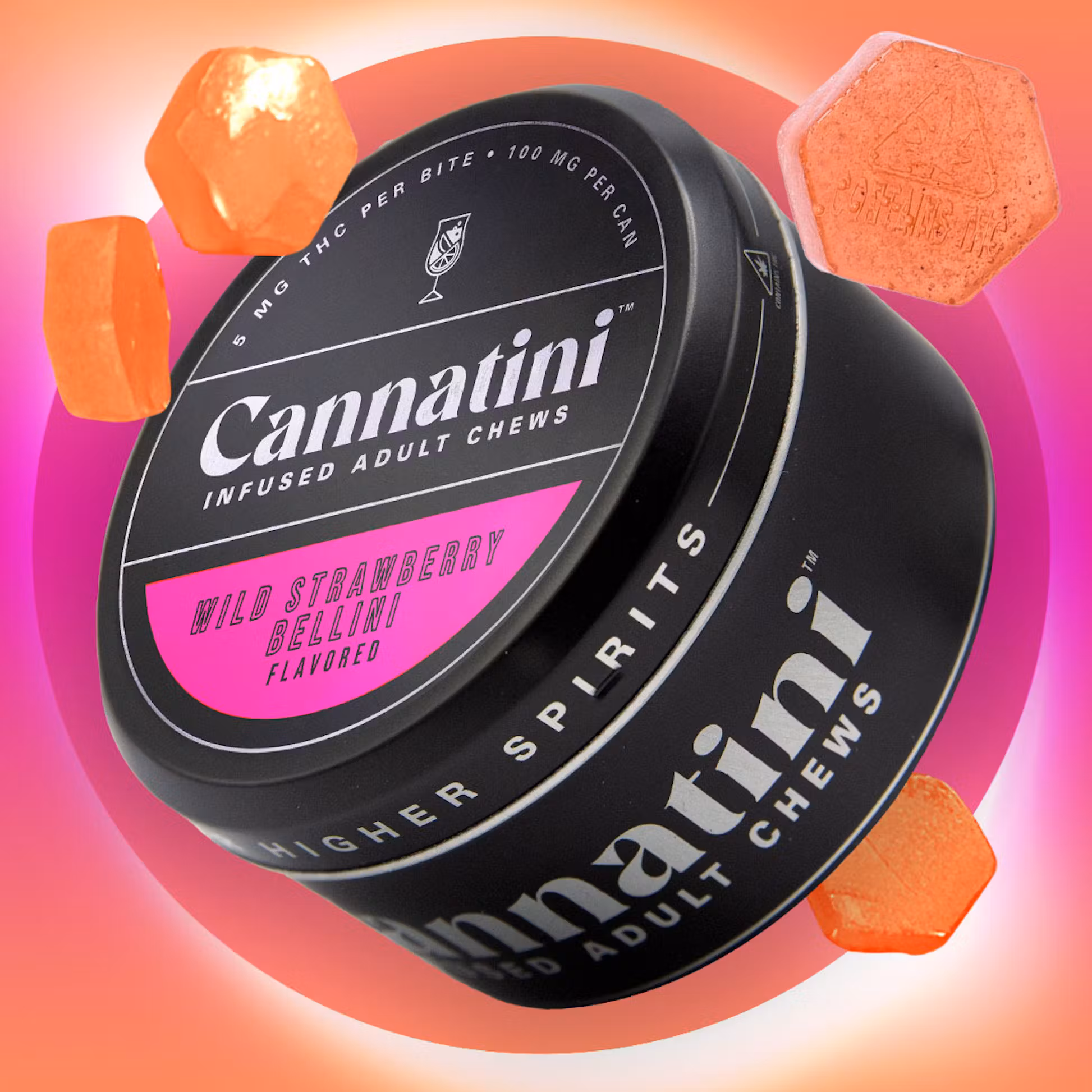 Photograph of product: CBD:D9 Wild Strawberry Bellini | 100mg | 20Pk | Cannatini | Gummies