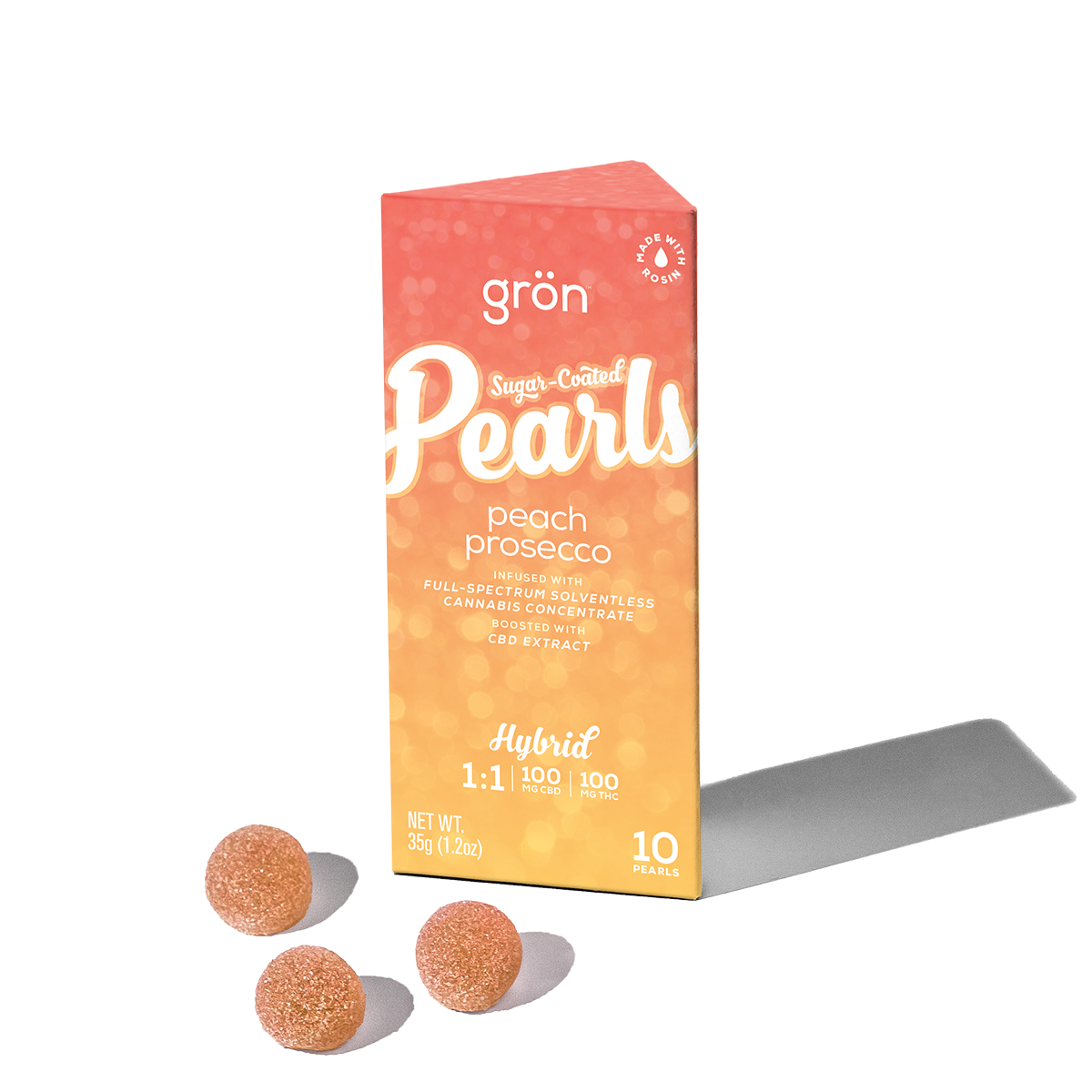 Photograph of Product: 1:1 Peach Prosecco Pearls   CBD/THC