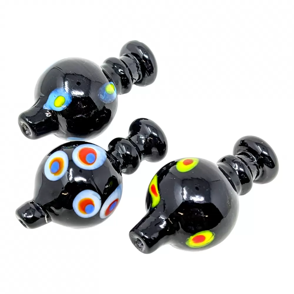 Photograph of product: Black Glass Colored Dot Art Ball Carb Cap