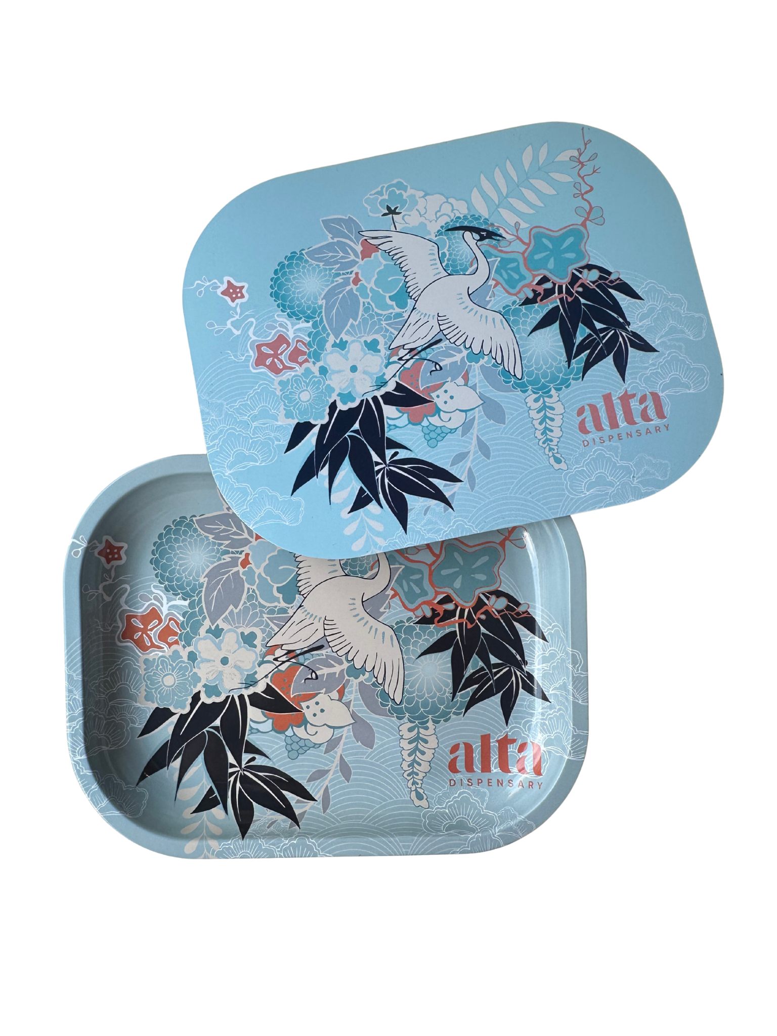 Photograph of product: Alta | Rolling Tray | Blue Floral Crane