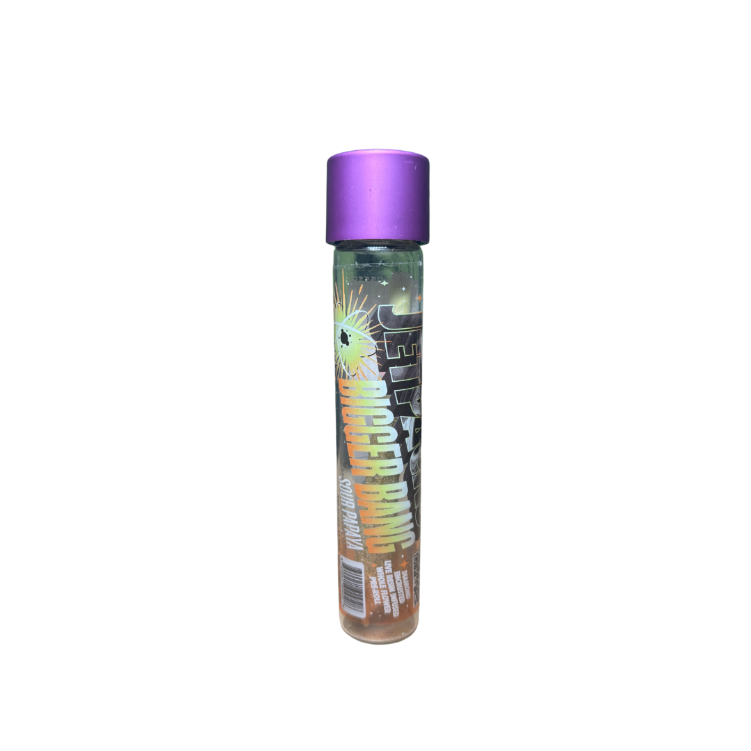 Photograph of product: Jetpacks Bigger Bang | Preroll | Oui'd | Sour Papaya | Diamond Encrusted | Live Resin Infused