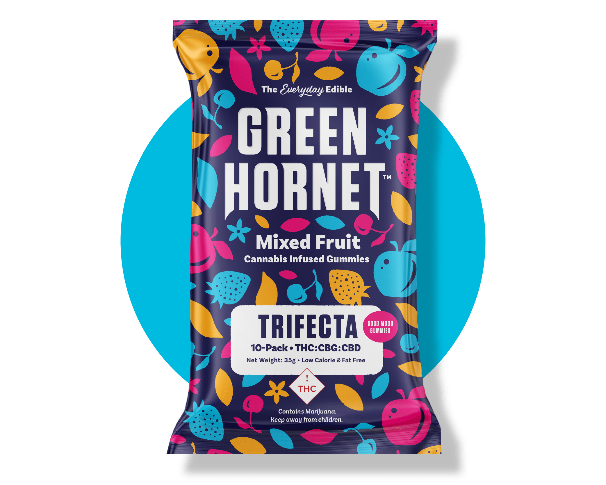 Photograph of product: Green Hornet Gummies - Trifecta Mixed Fruit - 1:1:1 CBD / CBG / TH-oui - Tax Included