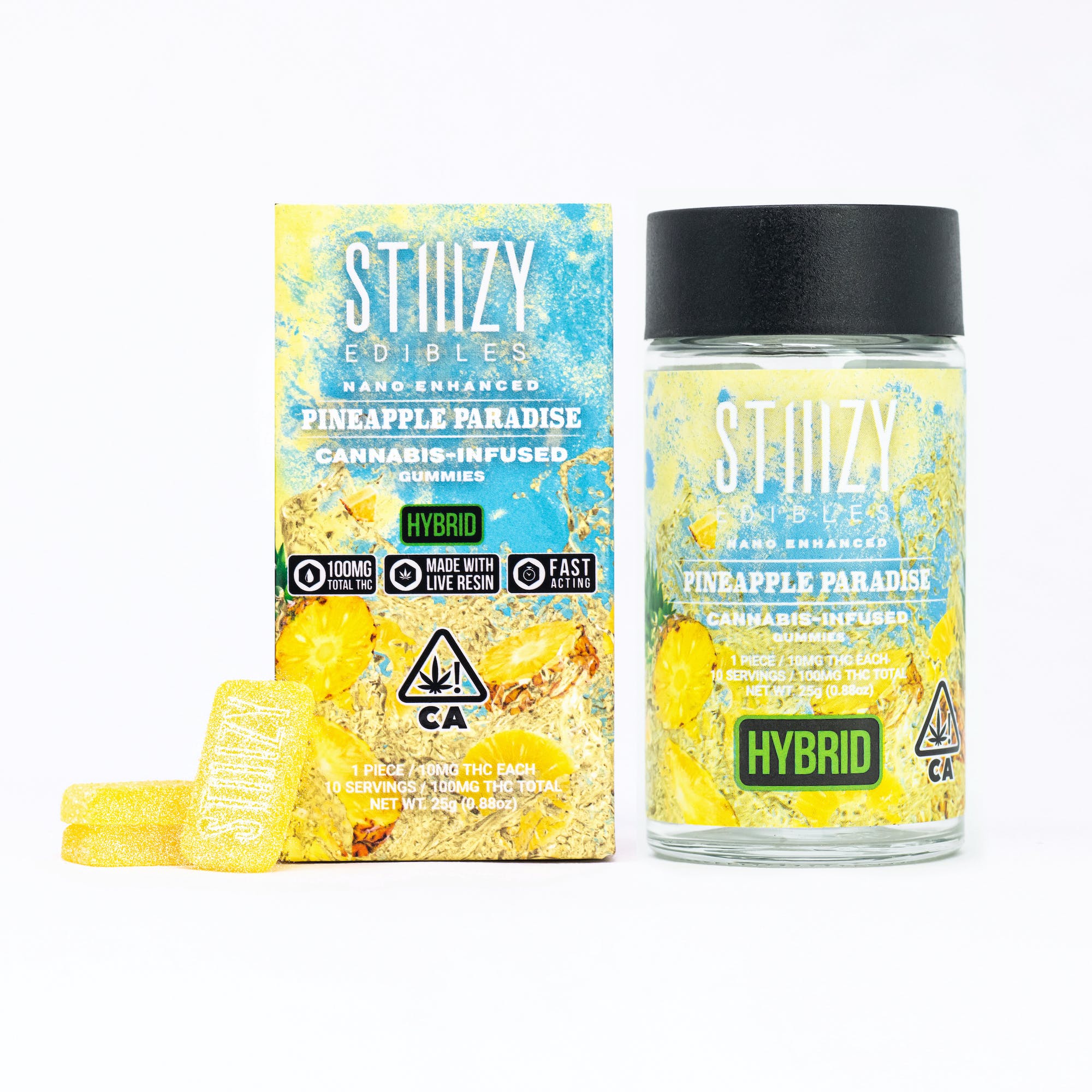 Photograph of product: 100MG PINEAPPLE PARADISE HYBRID GUMMIES BY STIIIZY