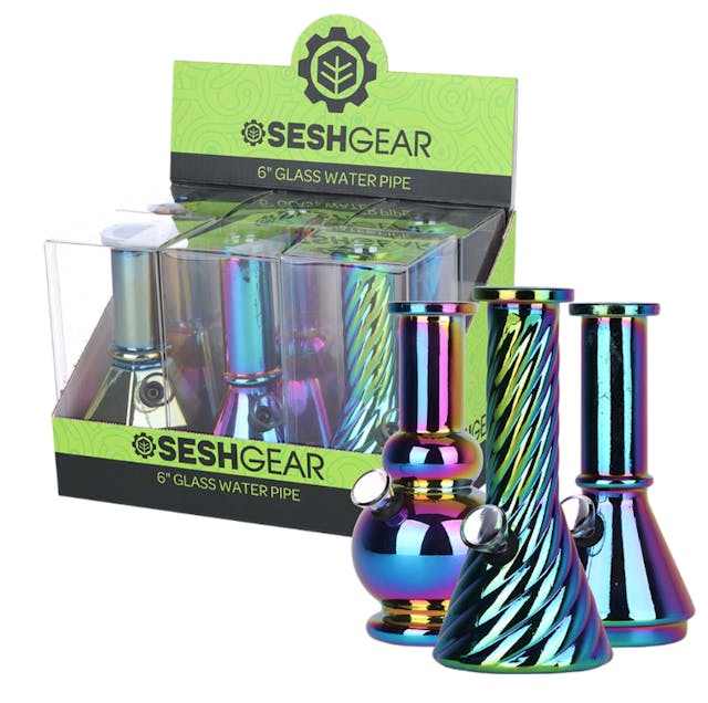 Photograph of product: 6" Electroplated Glass Mini Water Pipe - 