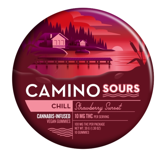 Photograph of product: Camino Sours Gummies | Strawberry Sunset (Chill) | 100mg