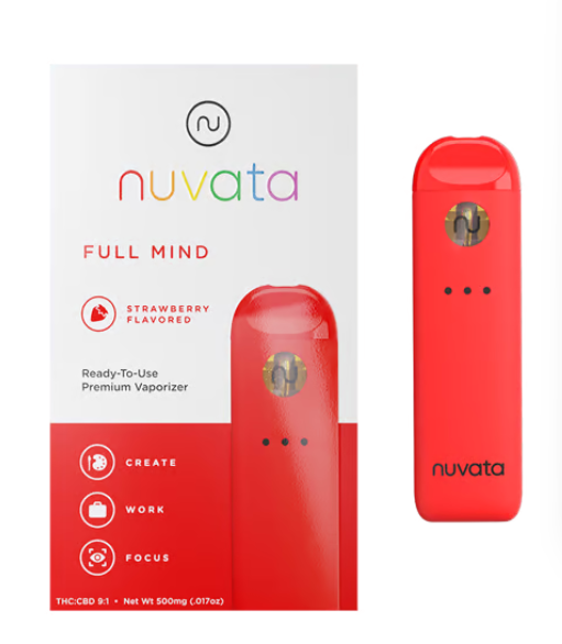 Photograph of product: Nuvata - Disposable Vape - Full Mind Strawberry 9:1 TH-oui:CBD (.5g)