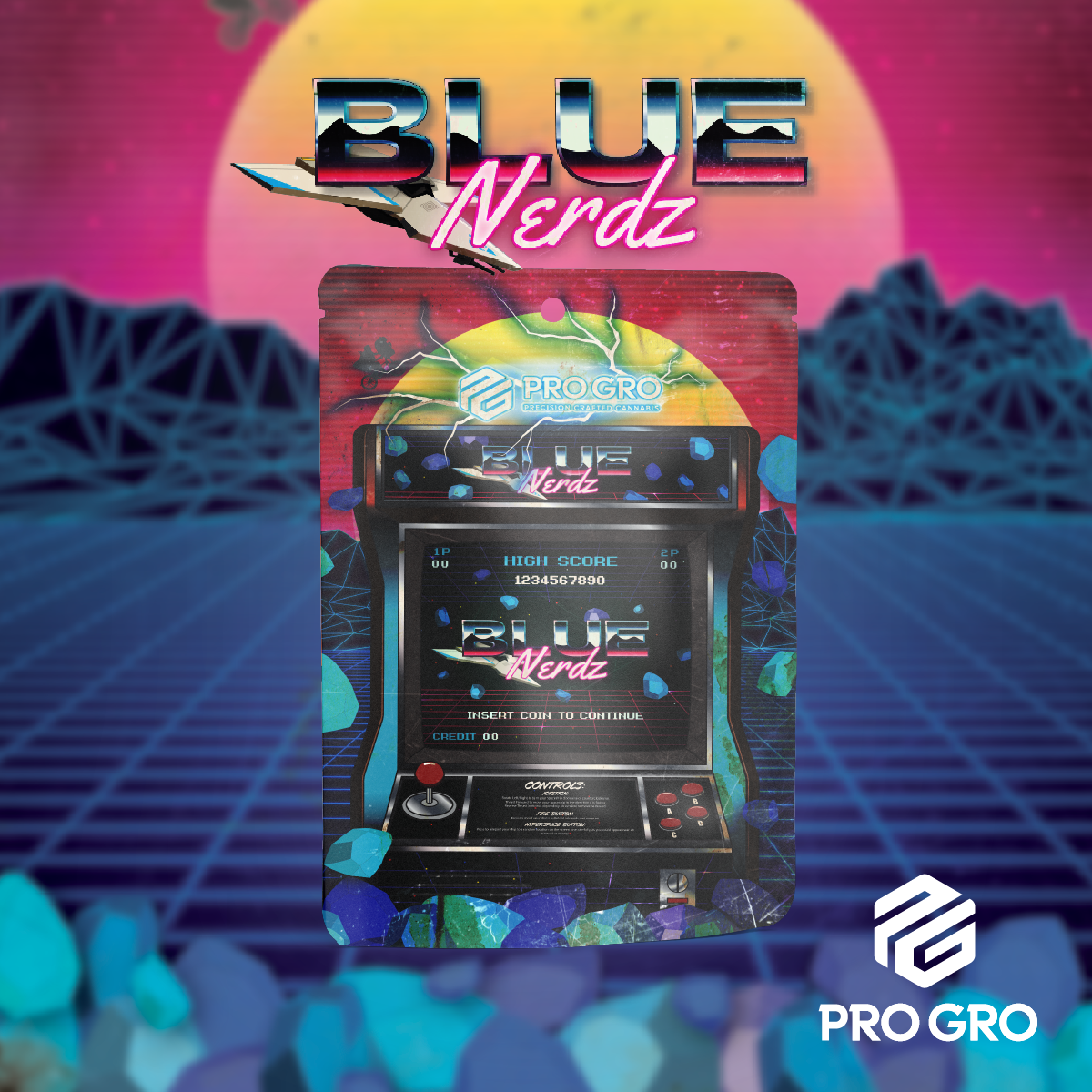 Photograph of product: PRO GRO | BLUE NERDZ | HYBRID | PRE-PACKED | 3.5G | REC