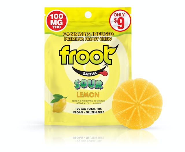 Photograph of product: Lemon Sour Gummy Single Cut-To-Dose 100mg - 