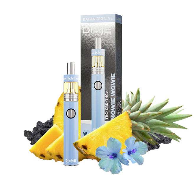 Photograph of product: Dime Industries | Mowie Wowie | TH-ouiV: CBD : TH-oui | Balanced All-In-One Rechargeable Vape | 2g