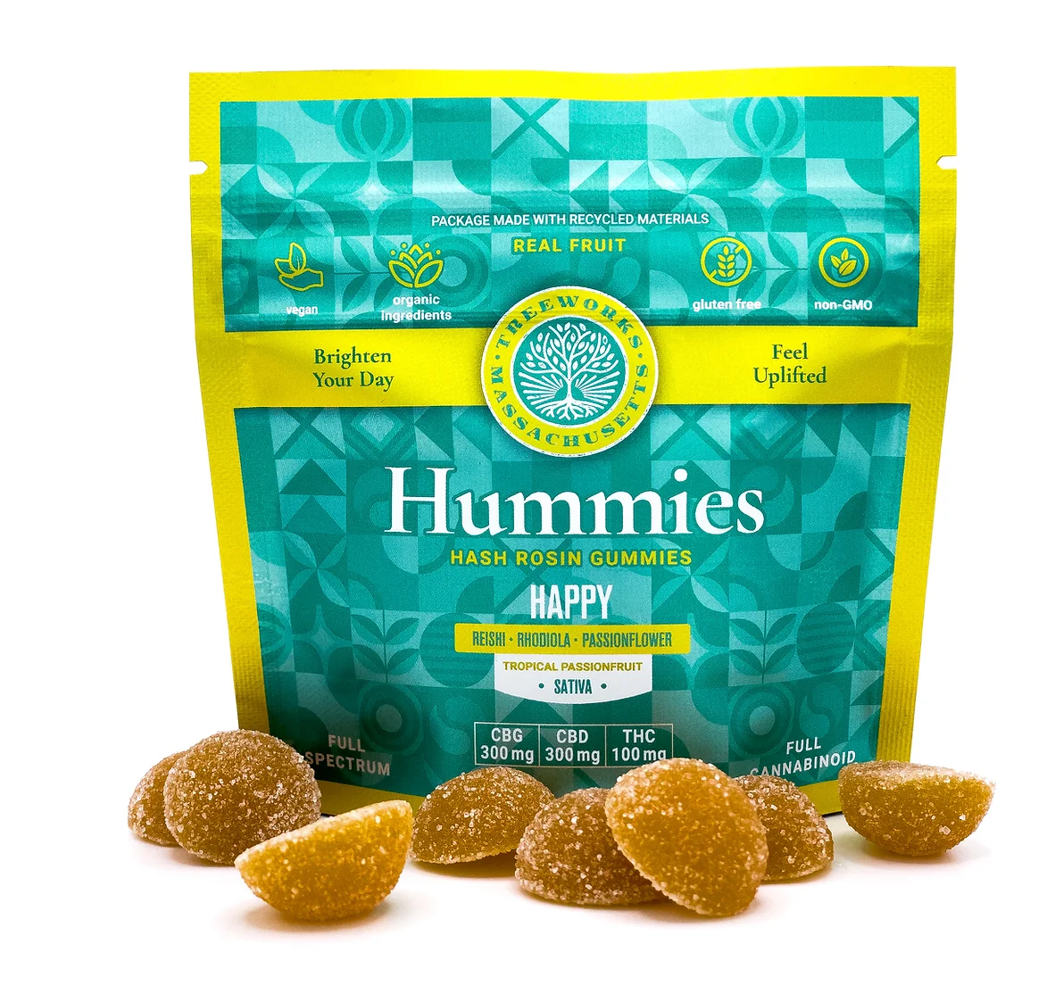 Photograph of product: Happy | Tropical Passionfruit | au chocolat Rosin Gummies | 20pk | 100mg