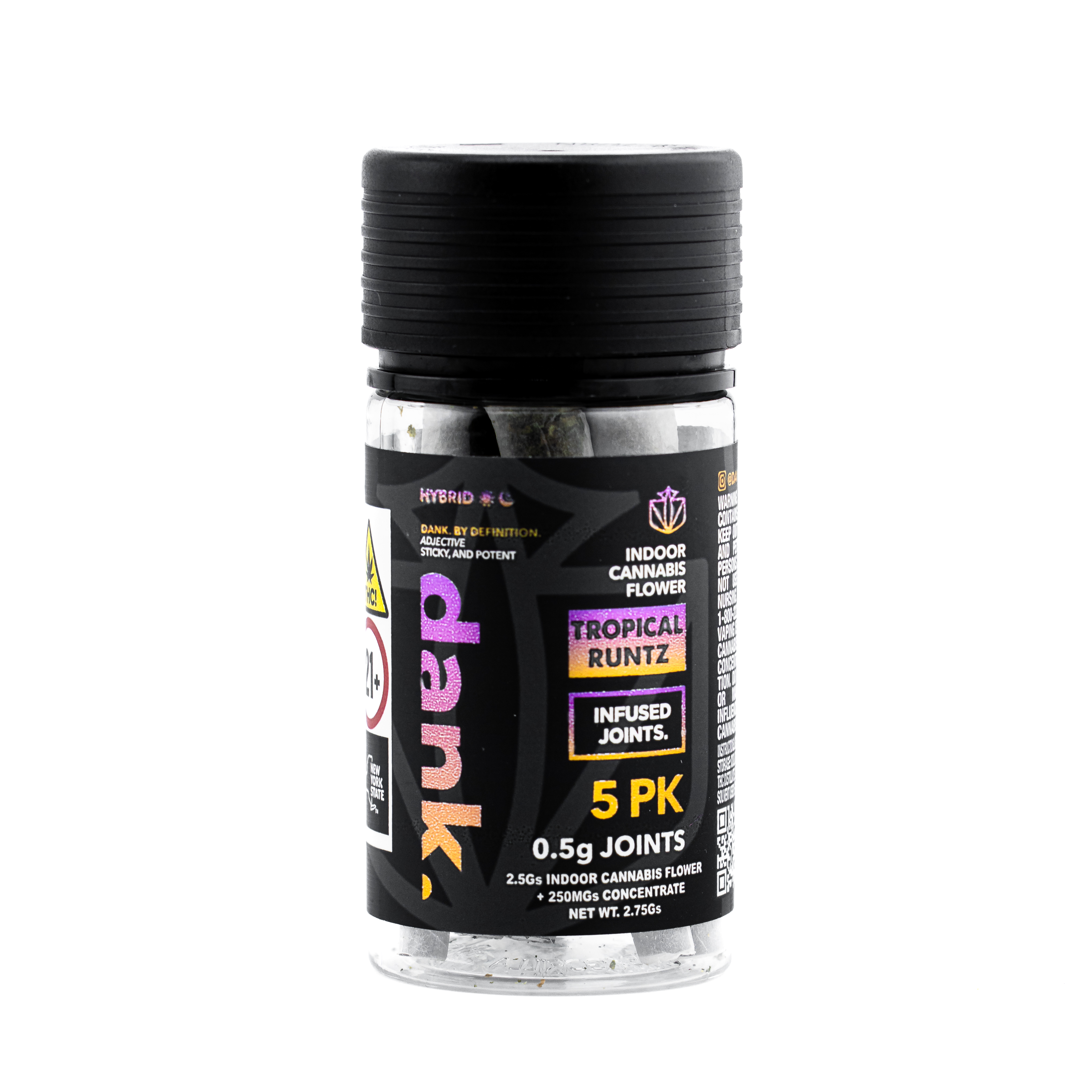 Photograph of product: Dank |2.75g  Infused Preroll 5 Pack | Tropical Runtz