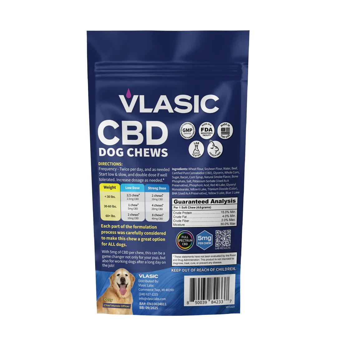 Photograph of product: Vlasic Labs CBD Relaxing Bacon Flavored Dog Chews (150mg)