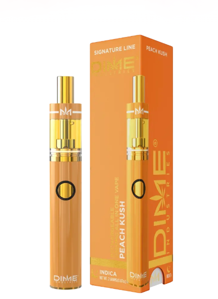 Photograph of product: Dime | Peach Kush | AIO Vape Pen | 2g