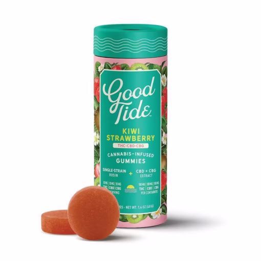 Photograph of product: Good Tide - Kiwi Strawberry "Refreshing" Gummies - 10mg THC: 10mg CBD: 10mg CBG - 10ct