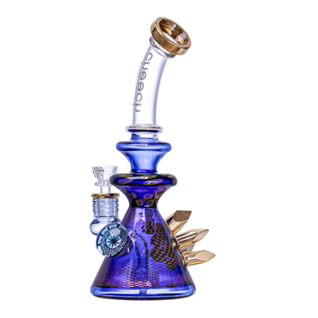 Photograph of product: Northstar Cheech Glass 10" Multi Color Gold Crystal Rig Blue