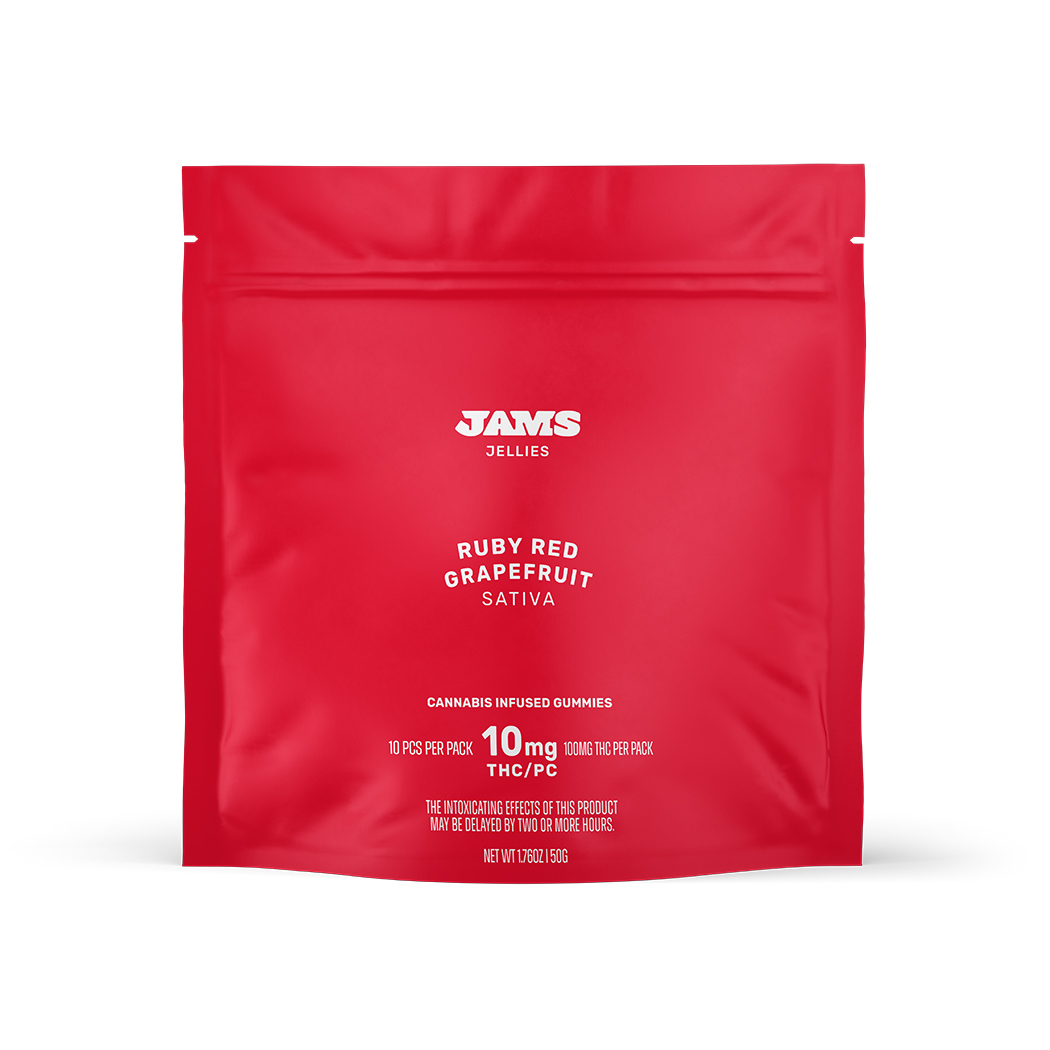 Photograph of product: JAMS Fast Acting Jellies 10pk/100mg- Ruby Red Grapefruit