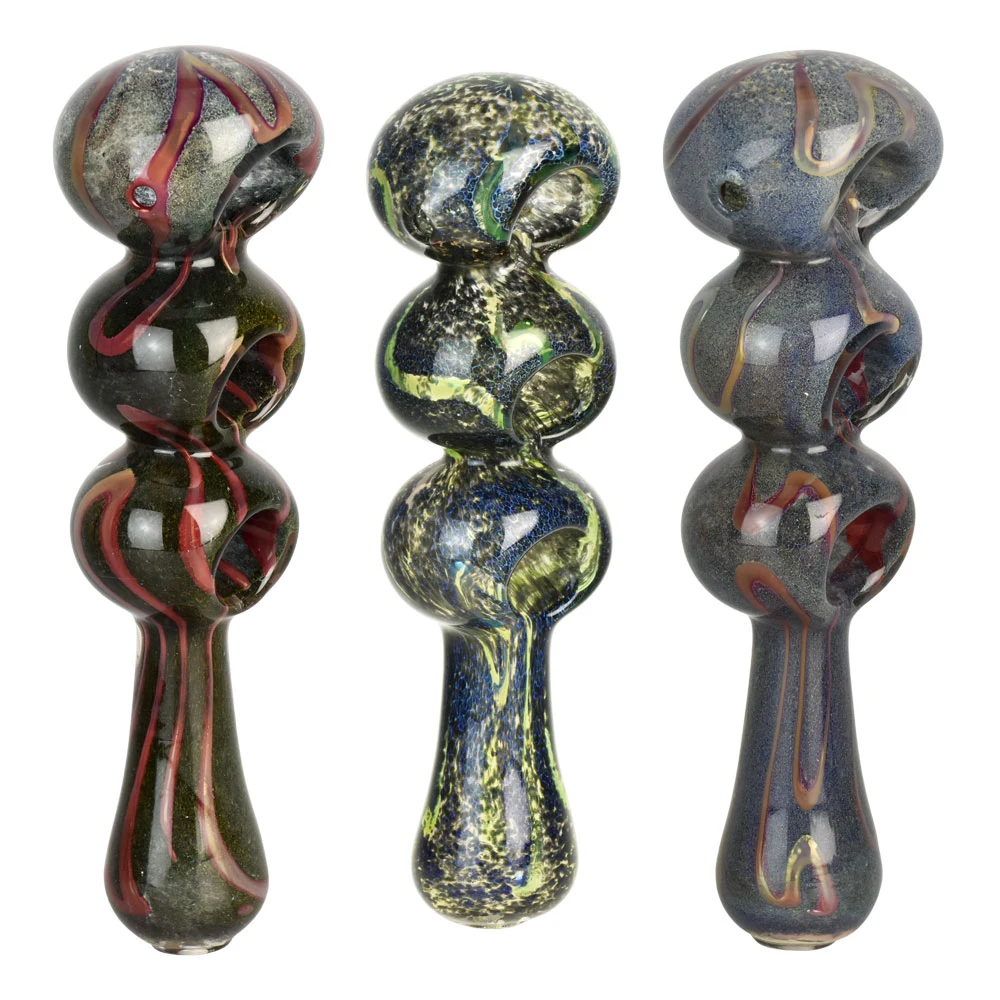 Photograph of product: Fermion Skin Triple Bowl Glass Spoon Pipe | 6.5" | Assorted Colors