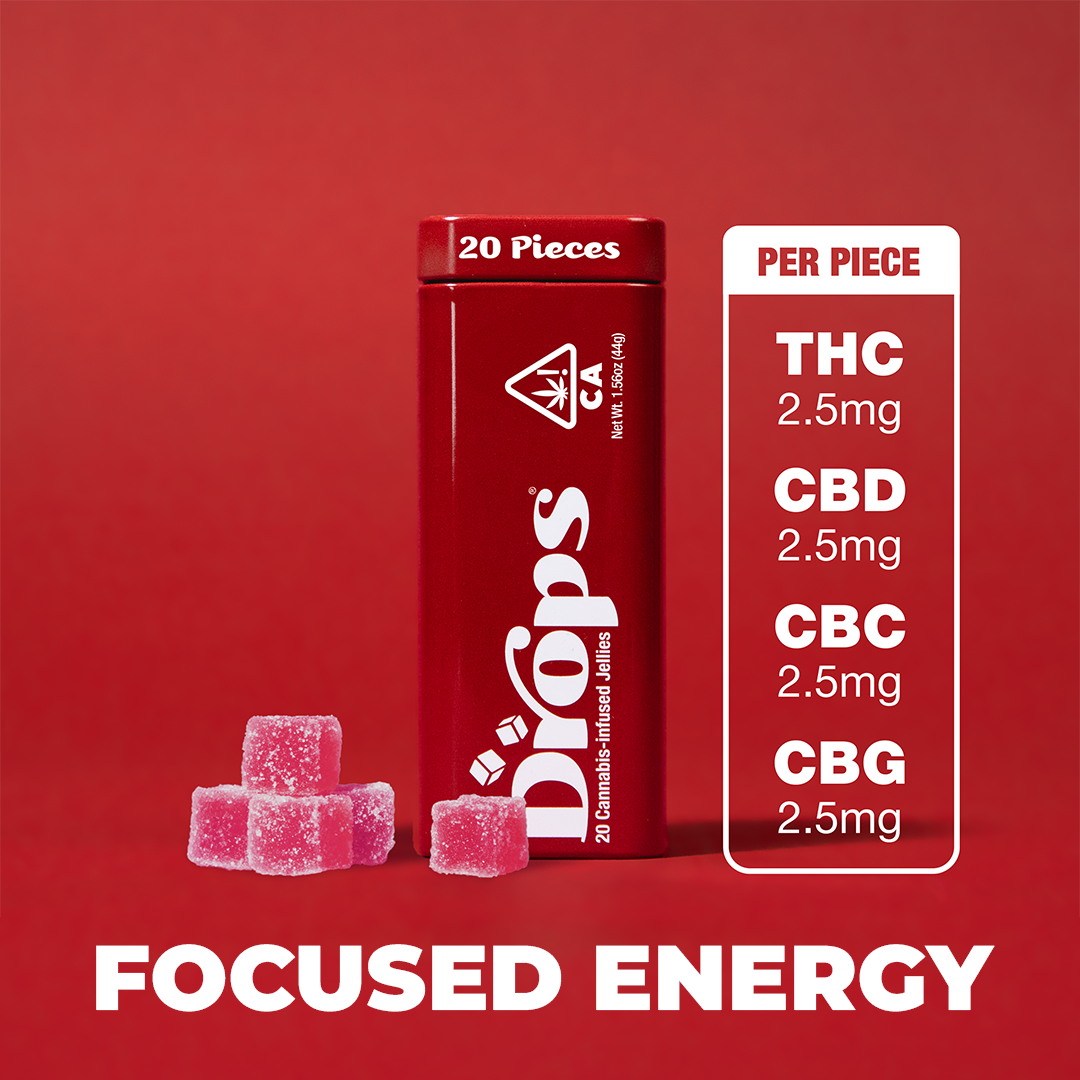Photograph of product: Drops 100mg 4:1 20pk Gummies - Blueberry Oui'd