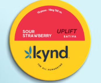 Photograph of product: Kynd Uplift Sour Strawberry 100mg 20pk Gummies