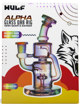 Photograph of product: Glass Alpha 14mm Dab Rig With Quarts Banger (Rainbow)