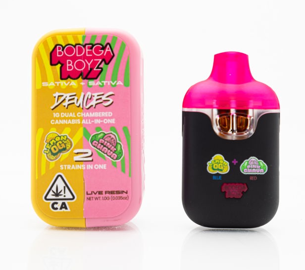 Photograph of product: 0.5g Lemon OG (S)/0.5g Pink Guava (S) Dual Chamber All-in-One TH-oui:86% $39 or 2/$70