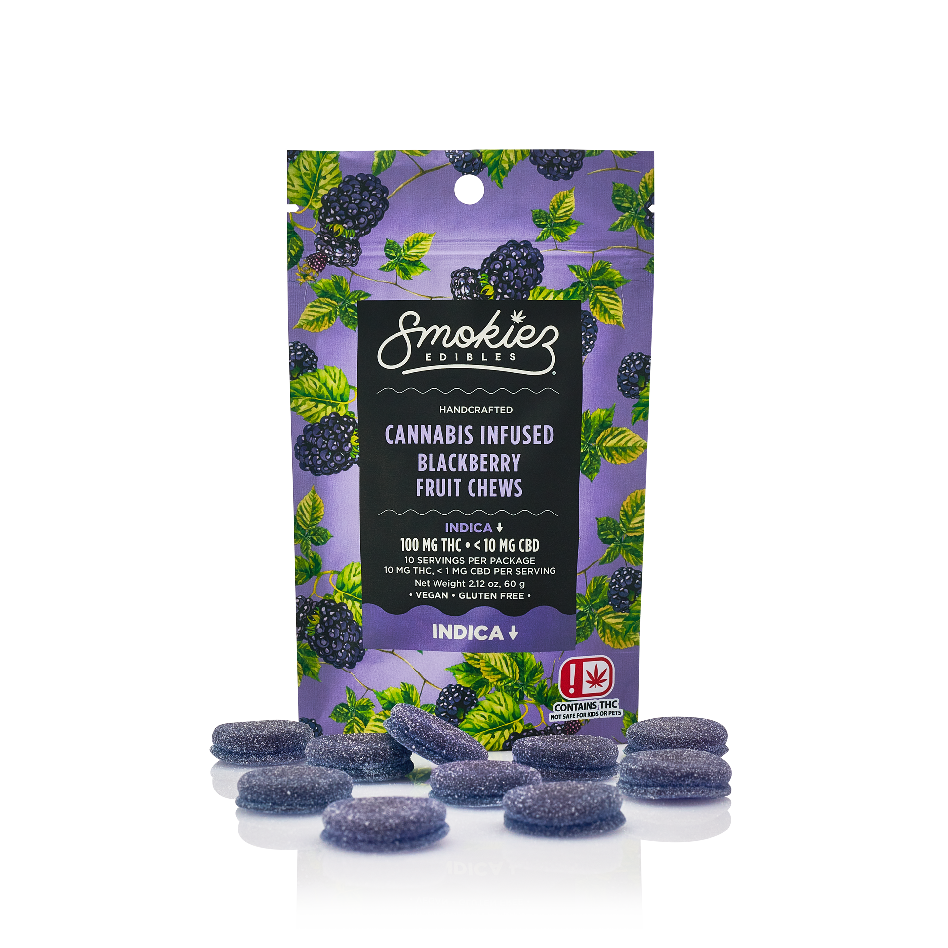 Photograph of product: Smokiez | Gummies | Blackberry | Oui'd | 100mg