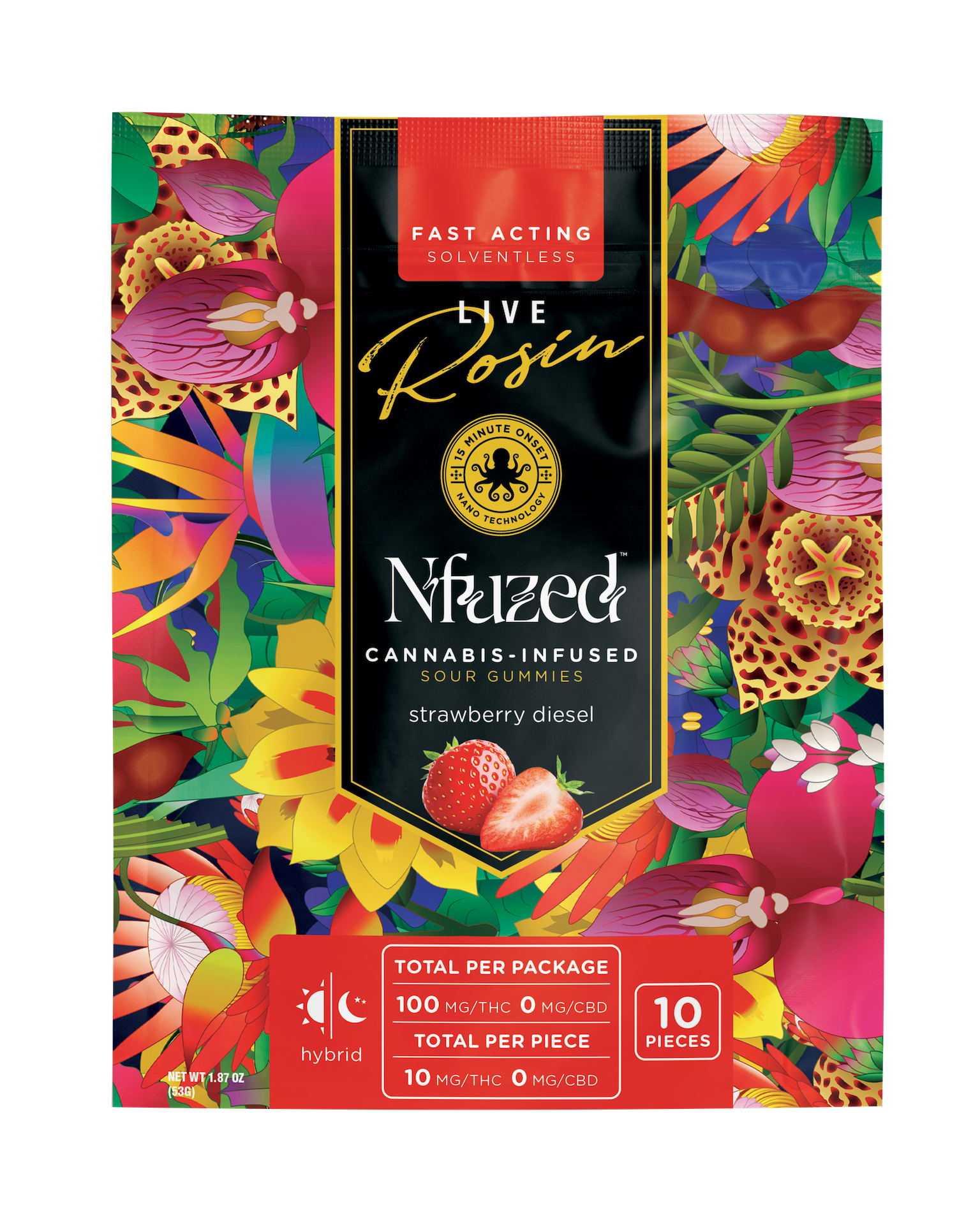 Photograph of Product: NFuzed Live Rosin Gummies Strawberry Diesel (H) 100mg