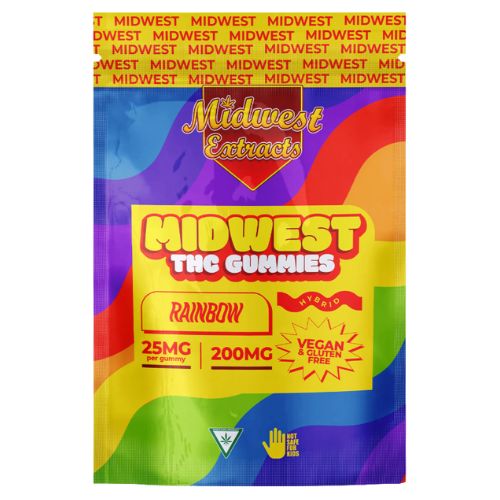 Photograph of product: Midwest Extracts Rainbow Gummies 8 Pieces 200mg TH-oui