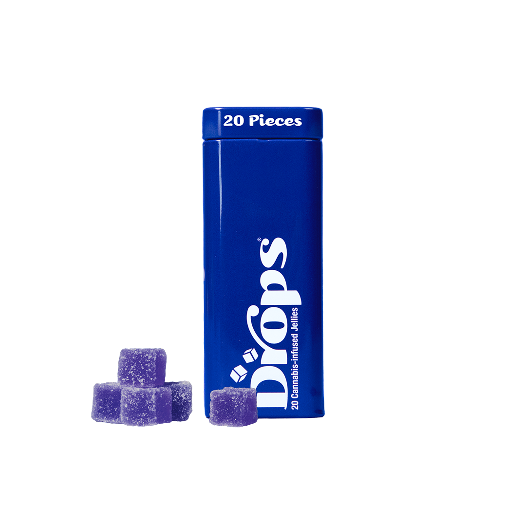 Photograph of product: Drops | Black Currant Gum Drops (20 Piece) | 100mg