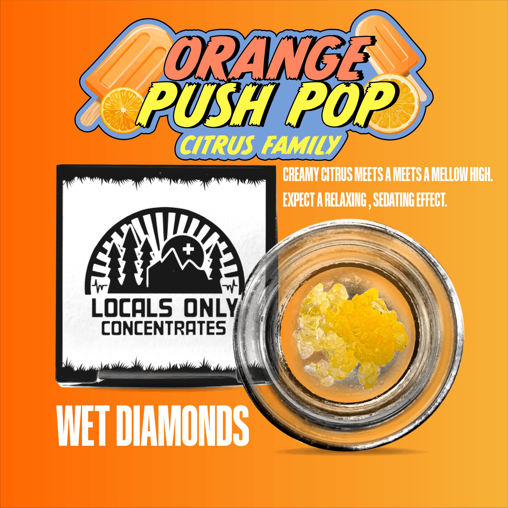 Photograph of product: Locals Only - Orange Push Pop Wet Diamonds - 1g