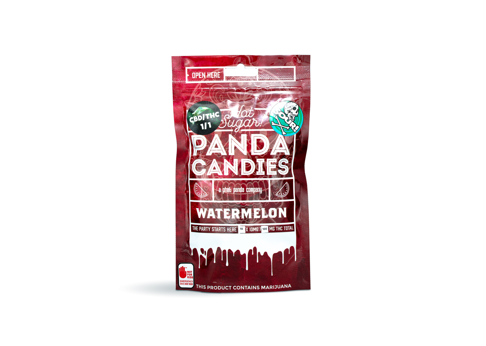 Photograph of product: 1:1 Sour Watermelon Panda Candies | 10pk