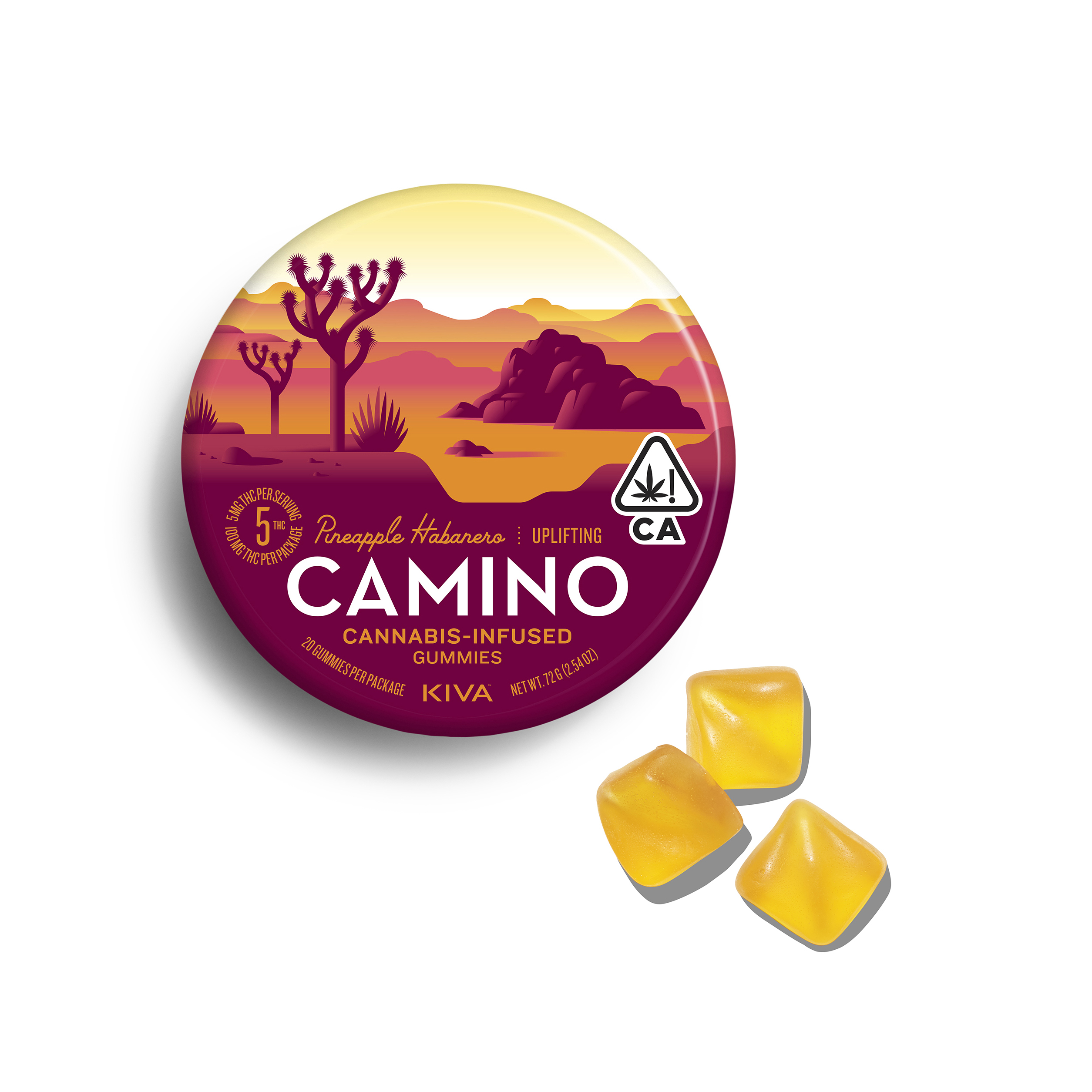 Photograph of product: PINEAPPLE HABANERO 100MG CAMINO GUMMIES
