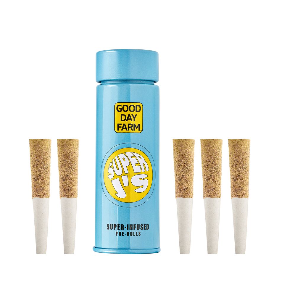 Photograph of Product: GDF: Infused Pre-Roll Pack | Lemon x Future Haze | Super J's | 0.5g | 5pk