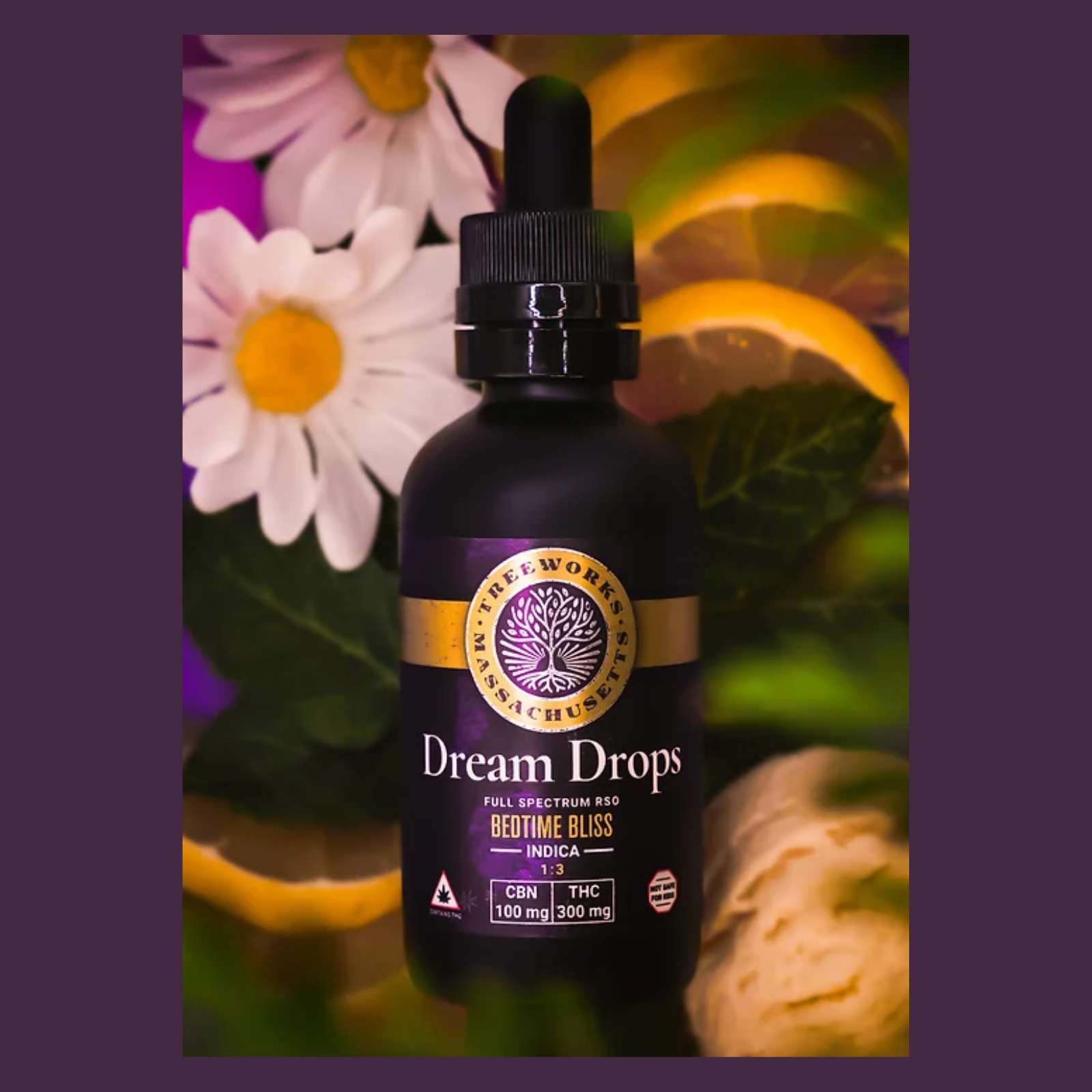 Photograph of product: Dream Drops 1:1 CBN:TH-oui (60mL) RSO Tincture
