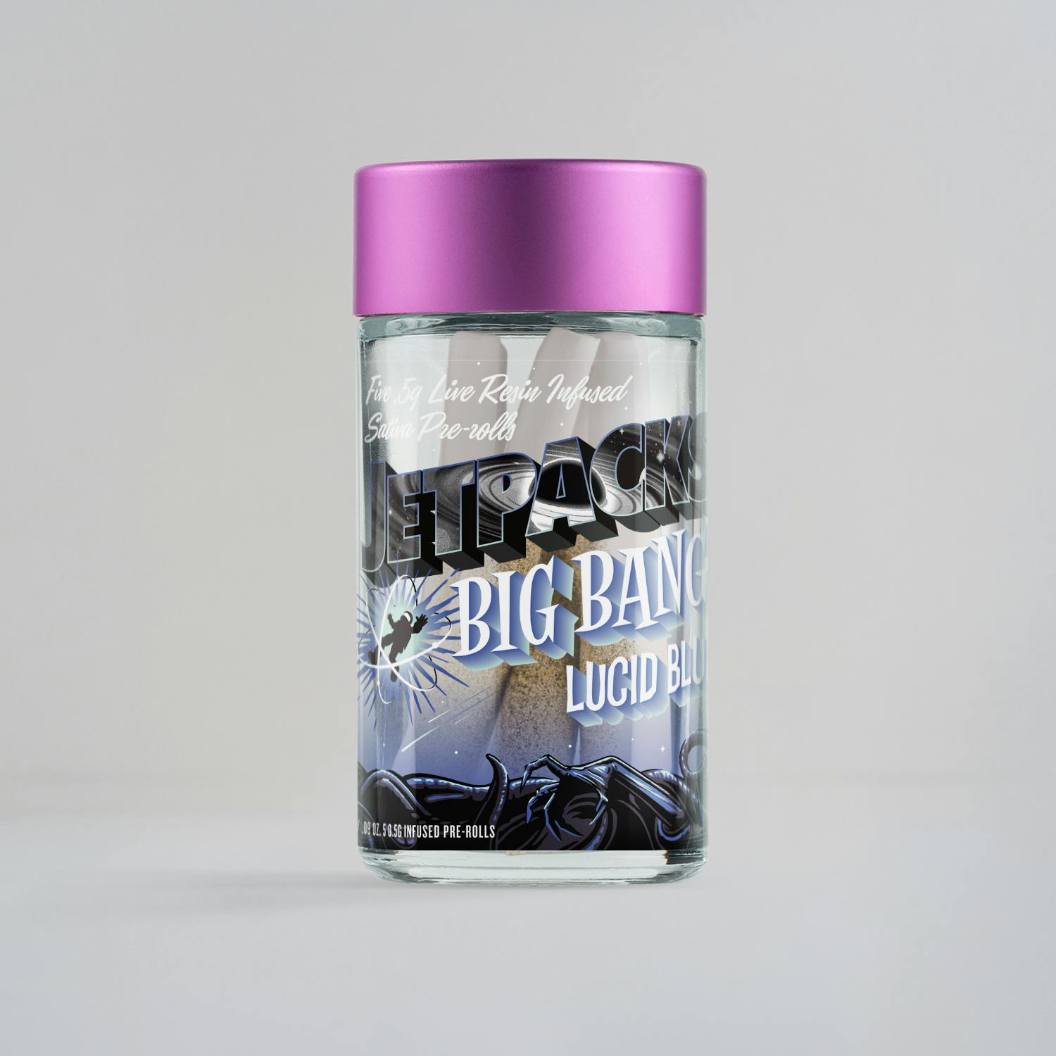 Photograph of product: Jetpacks Lucid Blue Infused Pre Roll 5 Pack