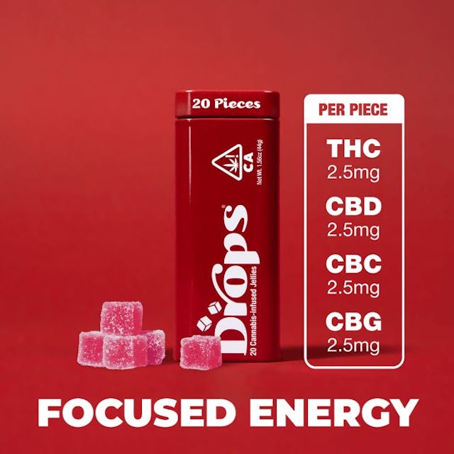 Photograph of product: Drops - Cranberry Live Rosin Jellies (Focused Energy) - 100mg - 