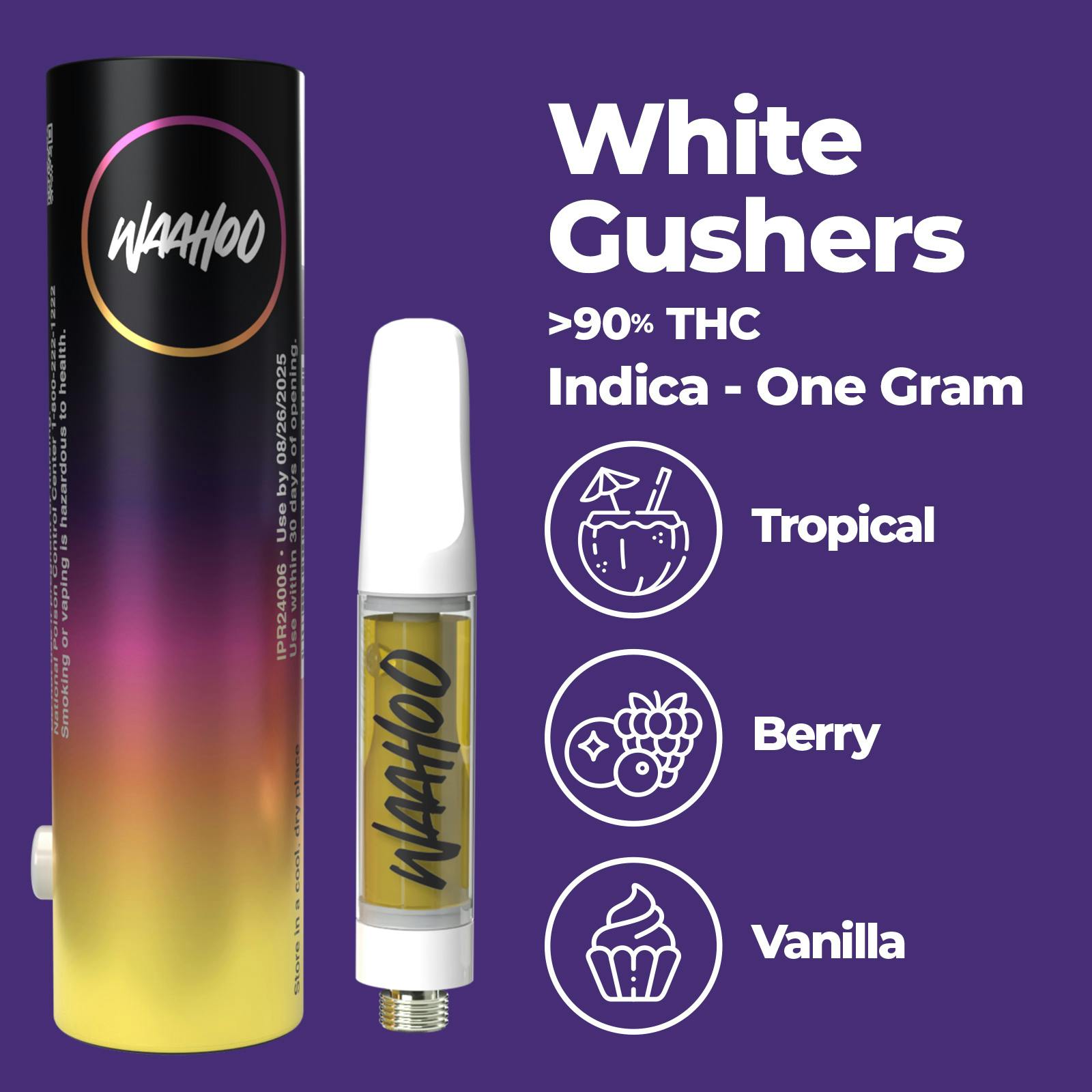 Photograph of product: Waahoo | White Gushers | 1.0g Cartridge | Oui'd