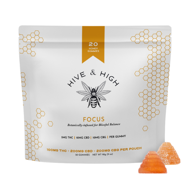 Photograph of product: "Focus" Honey Gummies | 1:2:2 TH-oui:CBD:CBG | 20 Pack | 100mg