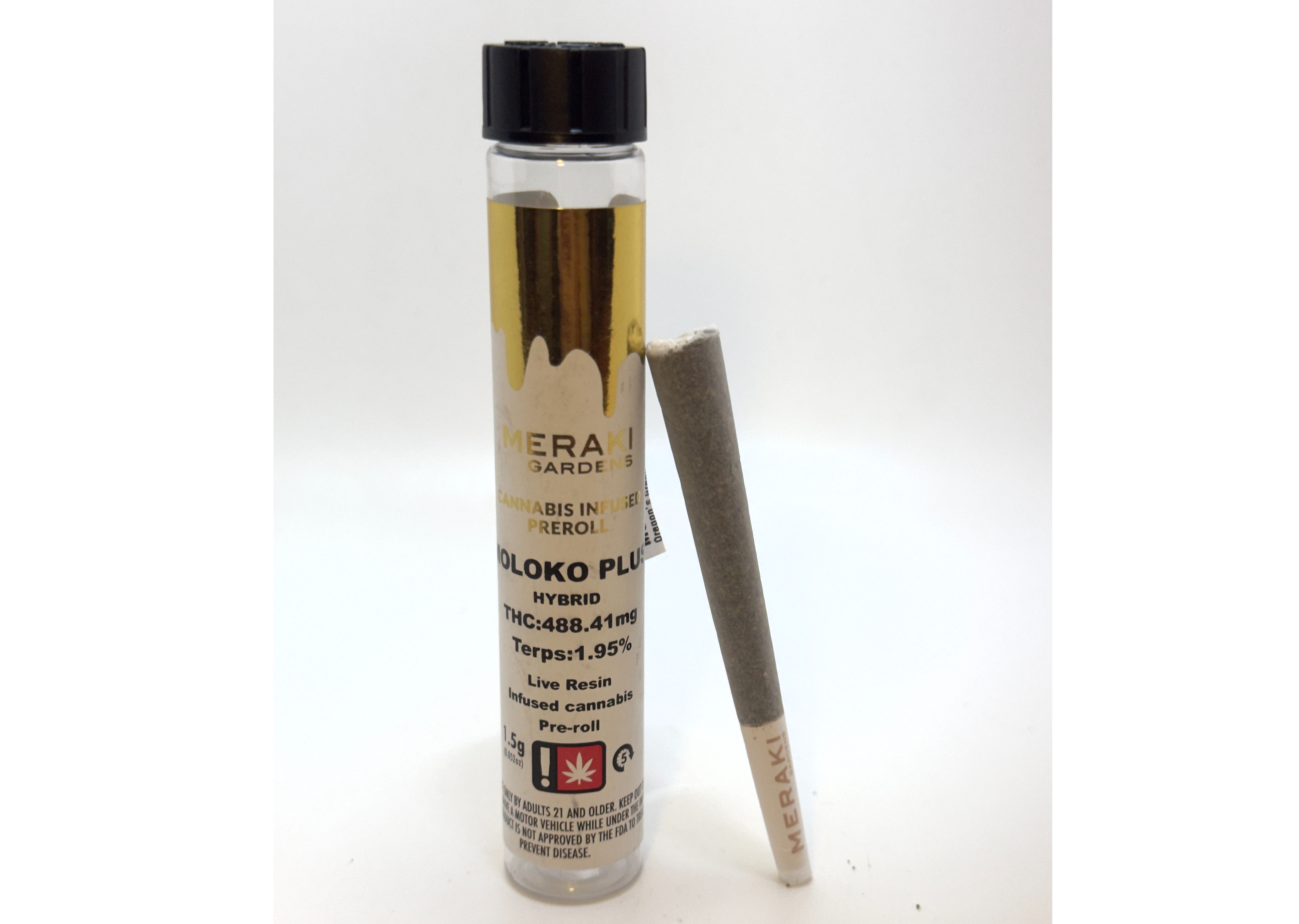 Photograph of product: Meraki Gardens - Moloko Plus Live Resin Infused Pre-roll