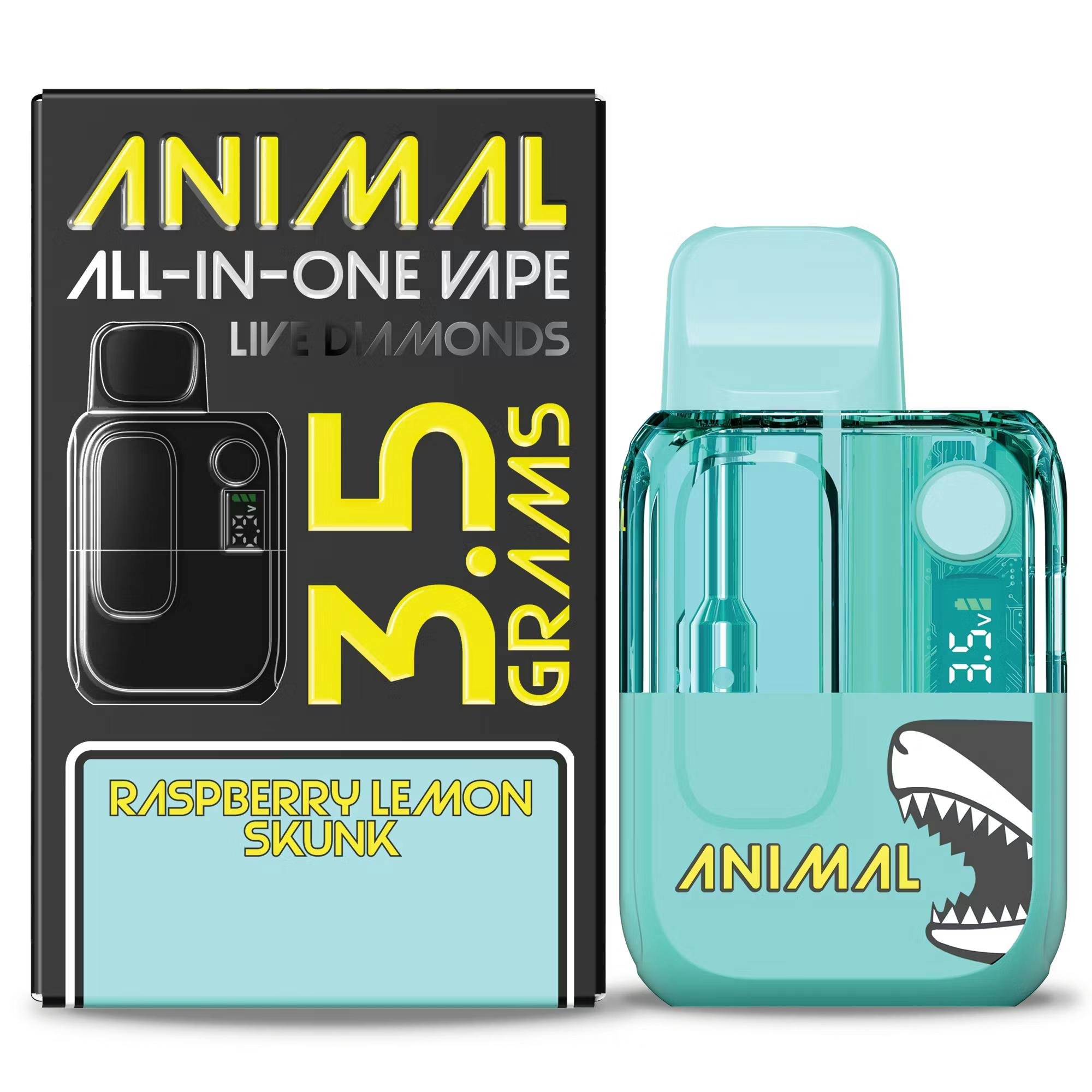Photograph of product: Animal | Raspberry Lemon Skunk Live Diamonds | 3.5G Disposable Vape