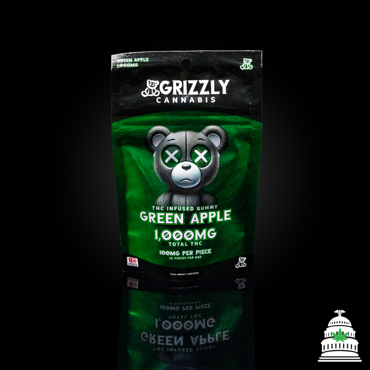 Photograph of product: Green Apple - Grizzly Gummies