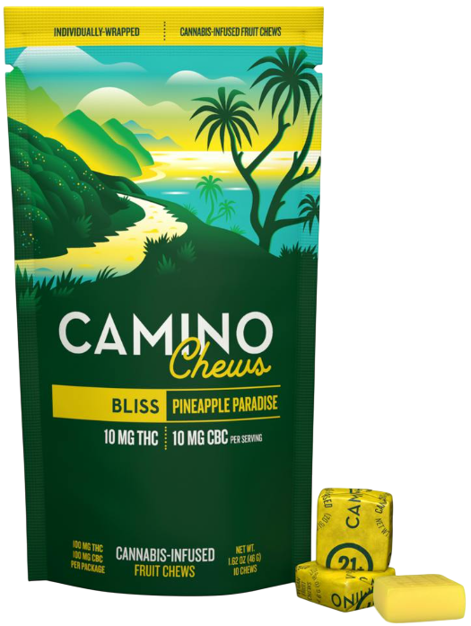 Photograph of product: Bliss: Pineapple Paradise - THC:CBC Chews 10 Pack (100mg)