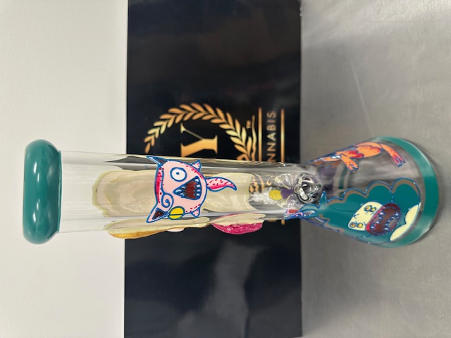 Photograph of product: 14 inch Hand Painted Monstrous Zombie Morty Theme Glow in Dark Waterpipe