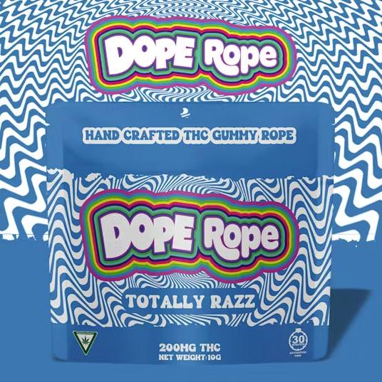 Photograph of product: Dope Rope 200mg Gummy Rope - Totally Razz
