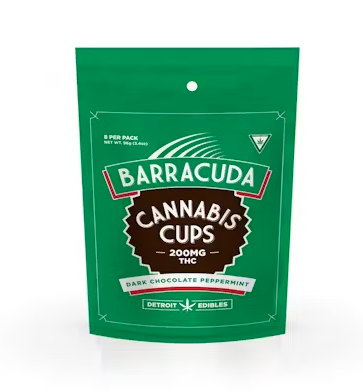 Photograph of product: Detroit Edible Barracuda Cups Dark Chocolate Peppermint 200mg HD