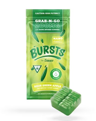 Photograph of Product: Sour Green Apple | Grab-N-Go | 200mg | 2 x 100mg | Bursts by Sauce