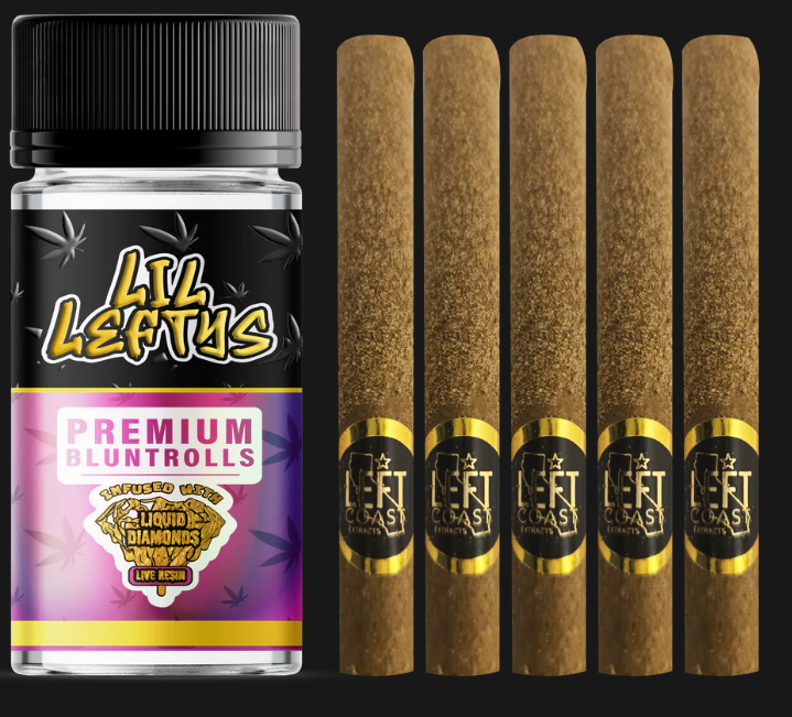 Photograph of product: LEFT COAST LIL LEFTYS | ORANGE CREAMSICLE | Oui'd | 5x1.3G INFUSED BLUNTS | 6.5G