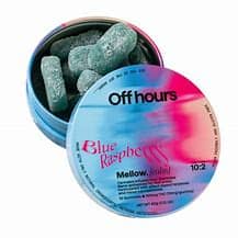 Photograph of product: Off Hours- Mellow - Blue Raspberry - Gummies- 100mg- 10ct tin