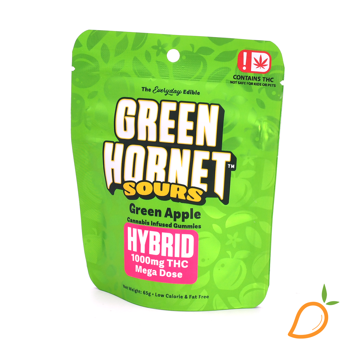 Photograph of product: 1000mg Sour Green Apple Hybrid Gummies Green Hornet