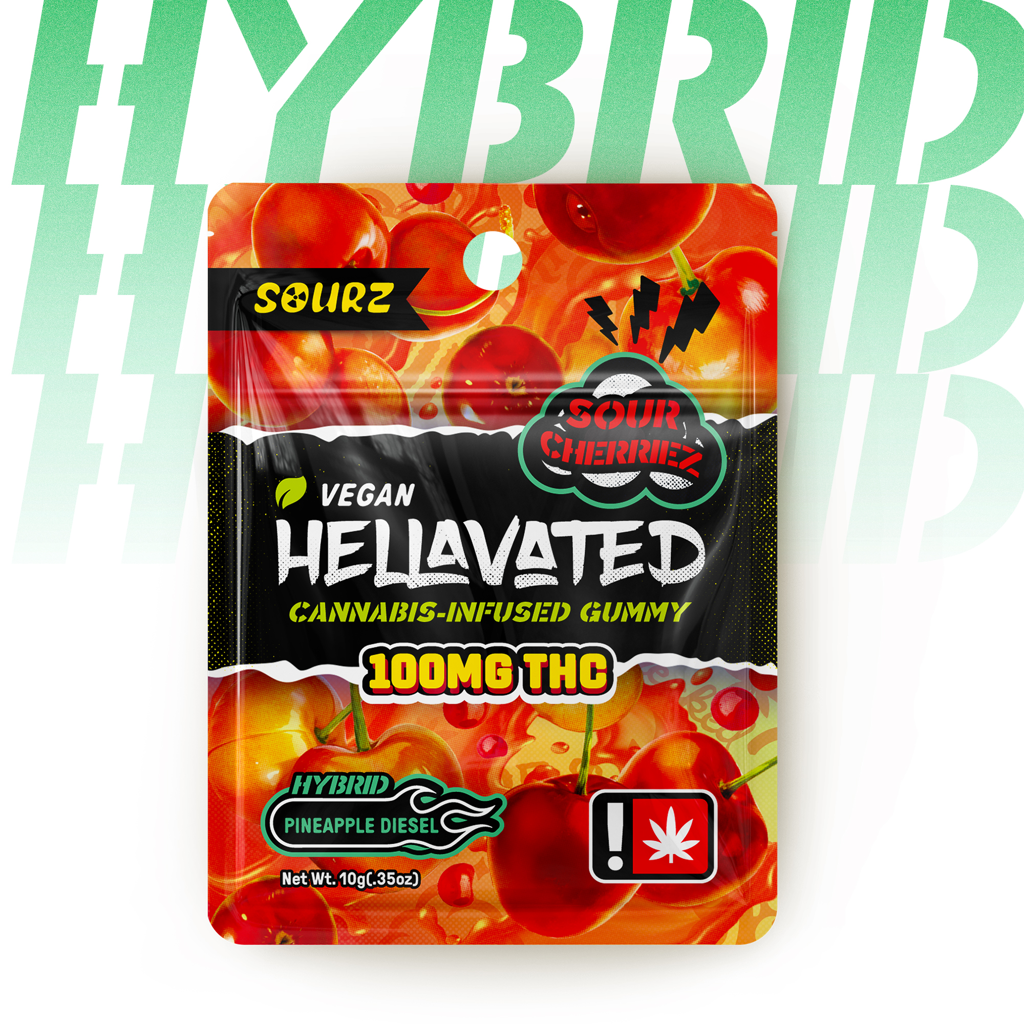 Photograph of Product: Hellavated 100mg Sour Cherry Gummy
